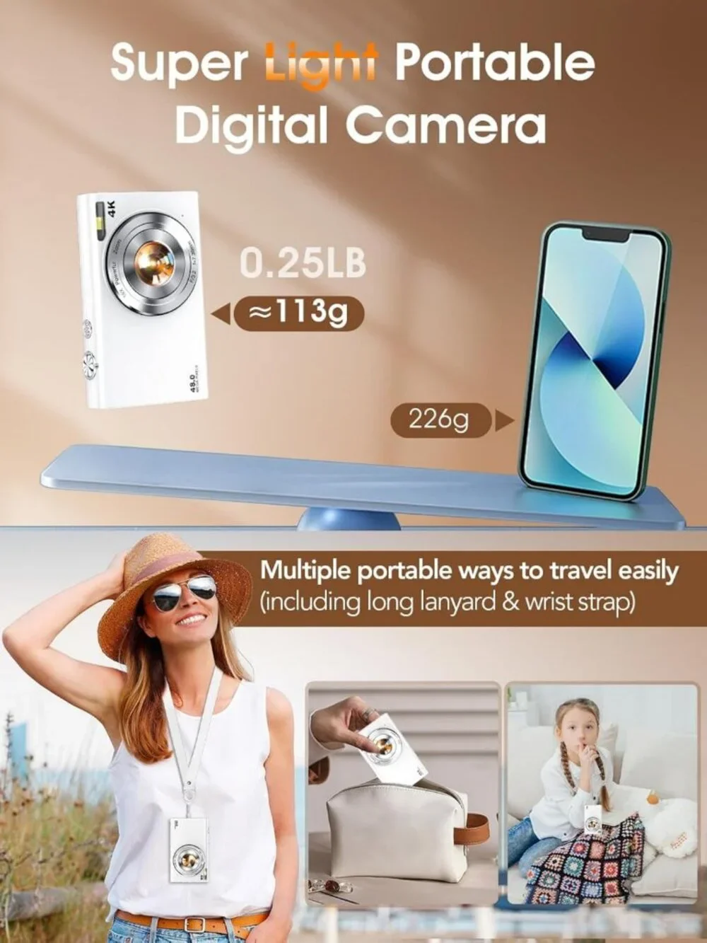 4K 48MP Autofocus Digital Vlogging Camera with 32GB Card for Photography